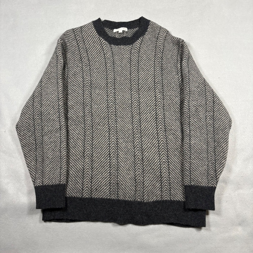 JW Anderson Uniqlo 100% Wool Herringbone Knit Sweater Grey Charcoal XL 479841